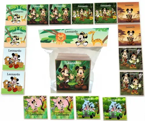 Jogo da Memoria mdf 16 Pças-mickey Safari
