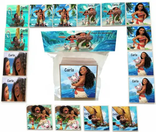 Jogo da Memoria mdf 16 Pças-moana e Mauí