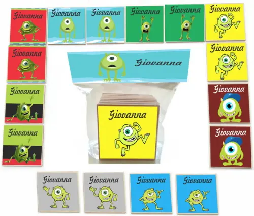 Jogo da Memoria mdf 16 Pças-mike Wazowski