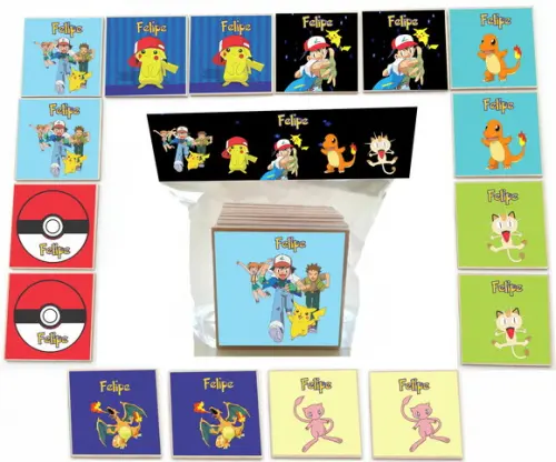 Jogo da Memoria mdf 16 Pças-pokemon