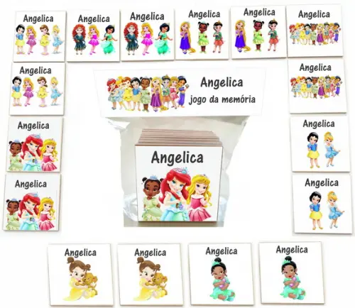 Jogo da Memoria mdf 16 Pças-princesas Disney Baby