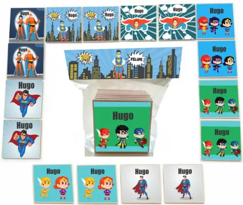 Jogo da Memoria mdf 16 Pças-super Heroi