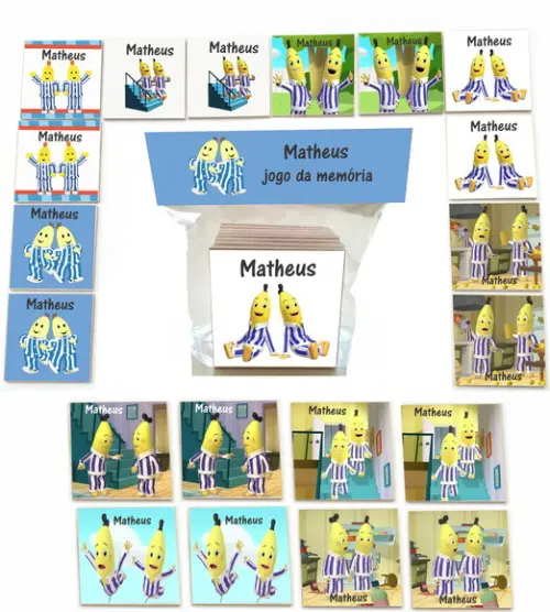Jogo da Memoria mdf 20 Pças-bananas de Pijama