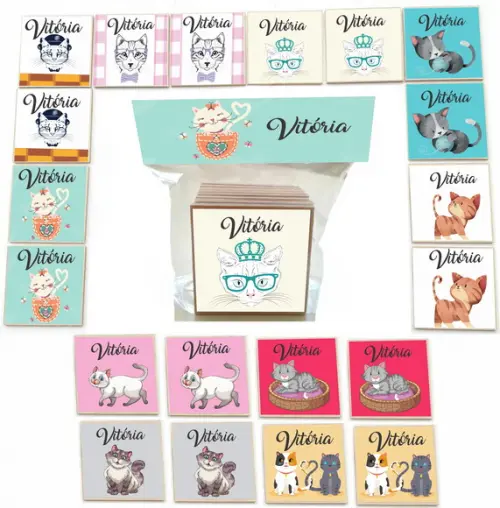 Jogo da Memoria mdf 20 Pças-gatinho