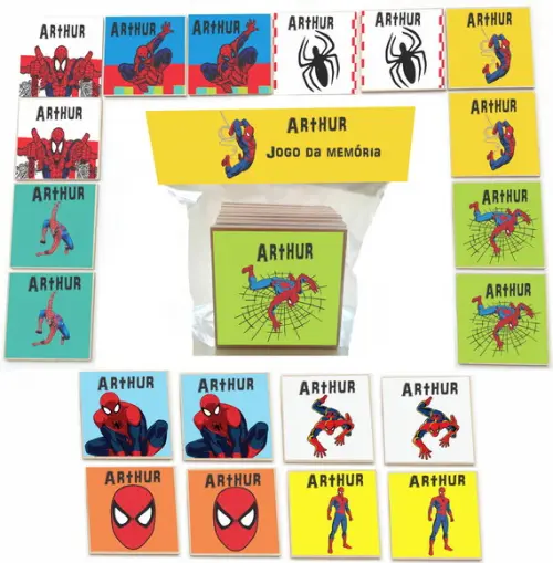 Jogo da Memoria mdf 20 Pças-homem Aranha