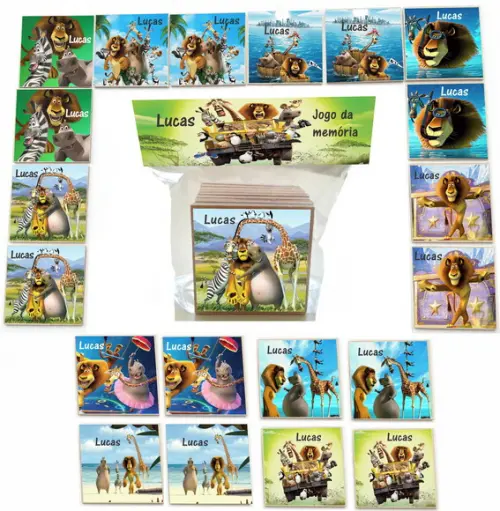 Jogo da Memoria mdf 20 Pças-madagascar