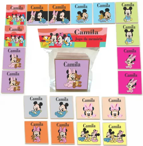 Jogo da Memoria mdf 20 Pças-mickey Baby
