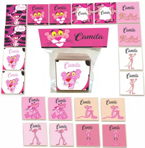 Jogo da Memoria mdf 20 Pças-pantera Cor de Rosa