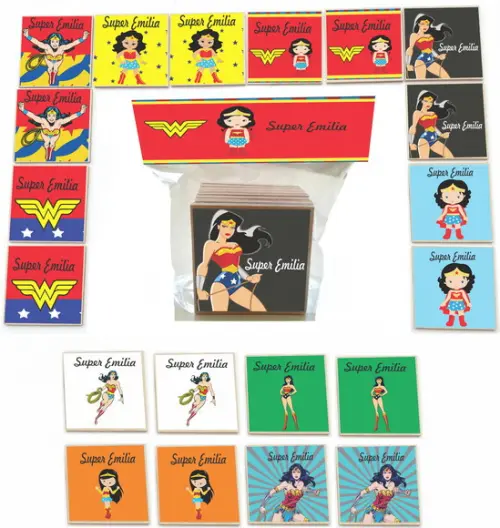 Jogo da Memoria mdf 20 Pças-mulher Maravilha