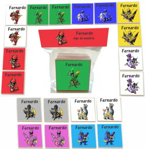 Jogo da Memoria mdf 20 Pças-power Rangers Dino Charge