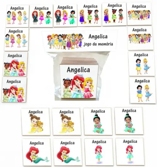Jogo da Memoria mdf 20 Pças-princesas Disney Baby