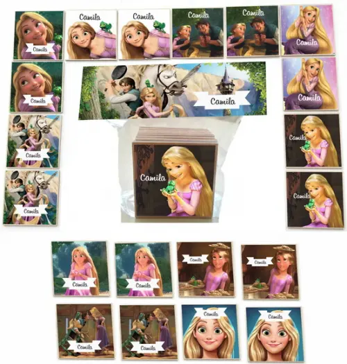 Jogo da Memoria mdf 20 Pças-rapunzel
