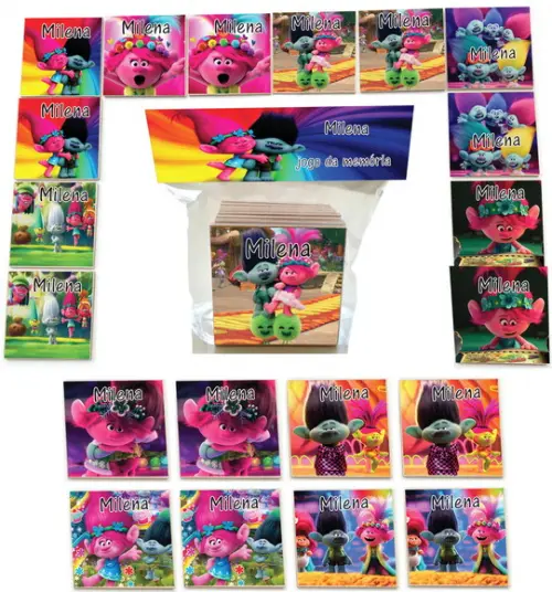 Jogo da Memoria mdf 20 Pças-trolls