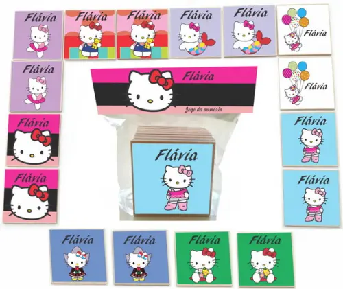 Jogo da Memoria- mdf 16 Pças-hello Kitty