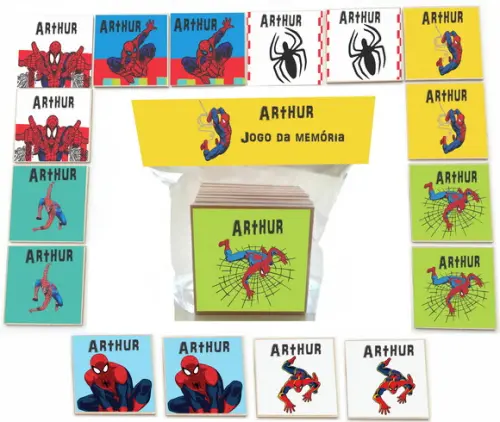 Jogo da Memoria- mdf 16 Pças-homem Aranha