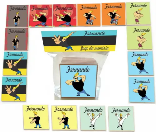 Jogo da Memoria- mdf 16 Pças-johnny Bravo