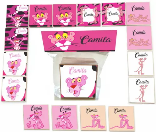 Jogo da Memoria- mdf 16 Pças-pantera Cor de Rosa