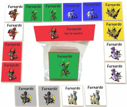 Jogo da Memoria- mdf 16 Pças-power Rangers Dino Charge