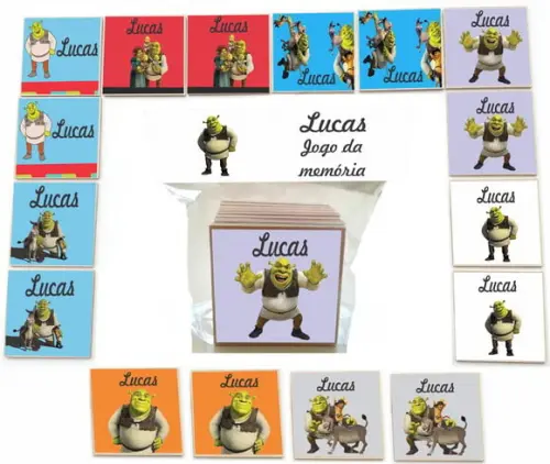Jogo da Memoria- mdf 16 Pças-shrek