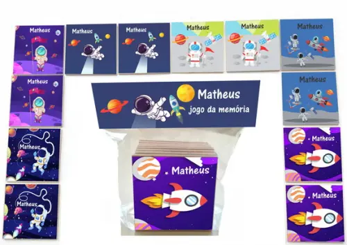 Jogo da Memoria-12 Pças- Mdf-astronalta