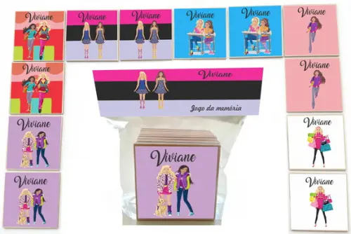 Jogo da Memoria-12 Pças- Mdf-barbie