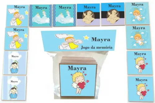 Jogo da Memoria-12 Pças- Mdf-batizado