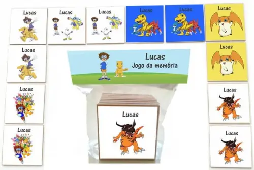 Jogo da Memoria-12 Pças- Mdf-digimon