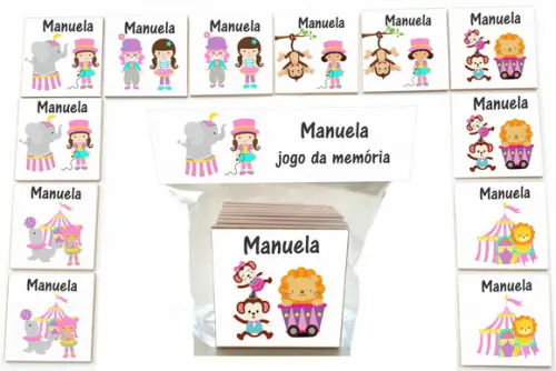 Jogo da Memoria-12 Pças- Mdf-circo Rosa