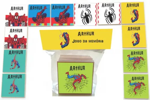 Jogo da Memoria-12 Pças- Mdf-homem Aranha