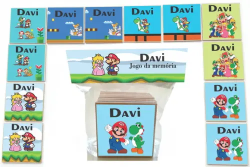 Jogo da Memoria-12 Pças- Mdf-mario Bros