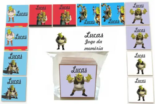 Jogo da Memoria-12 Pças- Mdf-shrek