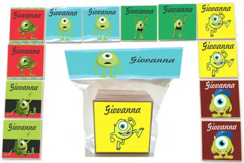 Jogo da Memoria-12 Pças- Mdf-mike Wazowski