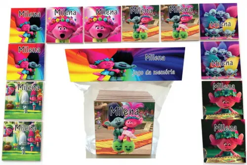 Jogo da Memoria-12 Pças- Mdf-trolls