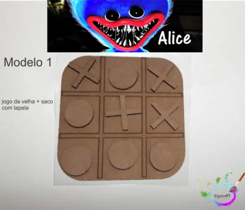 Jogo da Velha-cortado a Laser,sem Pintura-saco e Lapela