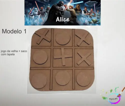 Jogo da Velha-cortado a Laser,sem Pintura-saco e Lapela