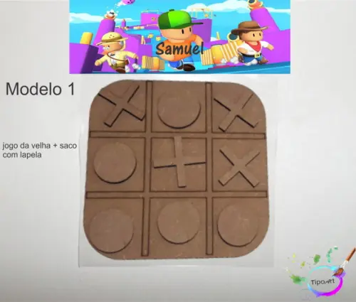 Jogo da Velha-cortado a Laser,sem Pintura-saco e Lapela