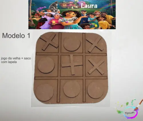 Jogo da Velha-cortado a Laser,sem Pintura-saco e Lapela