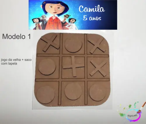 Jogo da Velha-cortado a Laser,sem Pintura-saco e Lapela