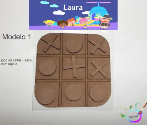 Jogo da Velha-cortado a Laser,sem Pintura-saco e Lapela