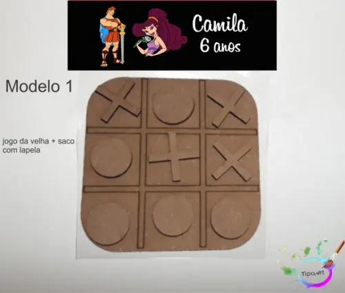 Jogo da Velha-cortado a Laser,sem Pintura-saco e Lapela