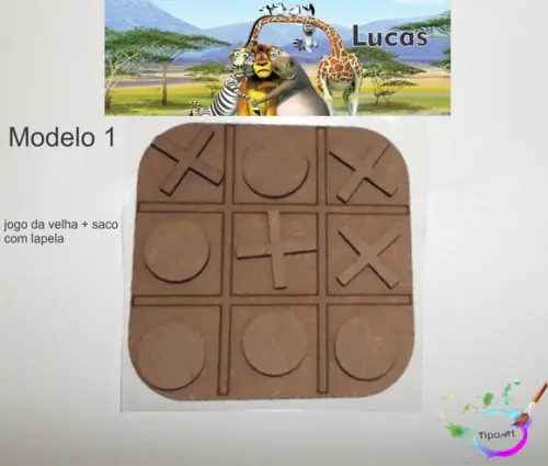 Jogo da Velha-cortado a Laser,sem Pintura-saco e Lapela