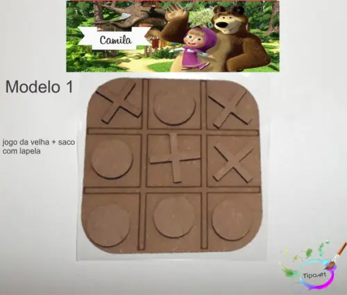 Jogo da Velha-cortado a Laser,sem Pintura-saco e Lapela