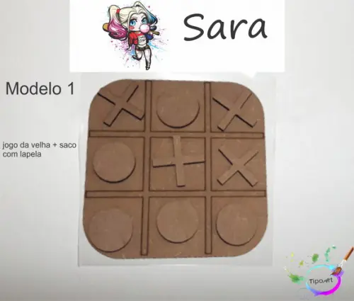 Jogo da Velha-cortado a Laser,sem Pintura-saco e Lapela