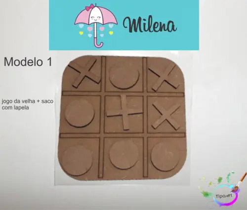 Jogo da Velha-cortado a Laser,sem Pintura-saco e Lapela