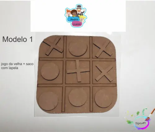 Jogo da Velha-cortado a Laser,sem Pintura-saco e Lapela