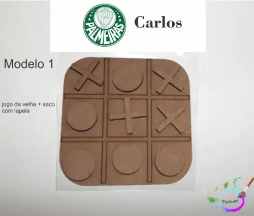 Jogo da Velha-cortado a Laser,sem Pintura-saco e Lapela