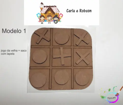 Jogo da Velha-cortado a Laser,sem Pintura-saco e Lapela