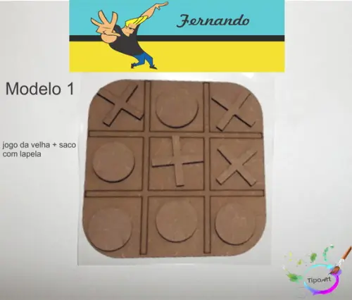 Jogo da Velha-cortado a Laser,sem Pintura-saco e Lapela