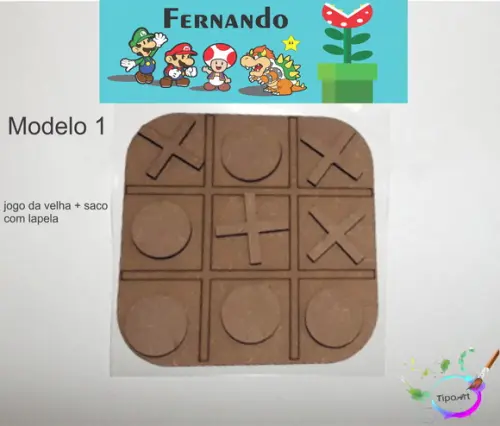 Jogo da Velha-cortado a Laser,sem Pintura-saco e Lapela