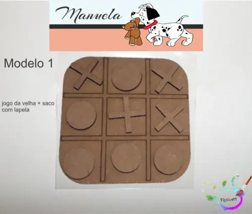 Jogo da Velha-cortado a Laser,sem Pintura-saco e Lapela